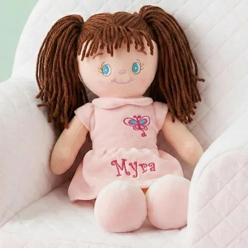 Vista 8 de DIBSIES - Muñeca abrazable con mariposa personalizada - 15 pulgadas (cabello negro)