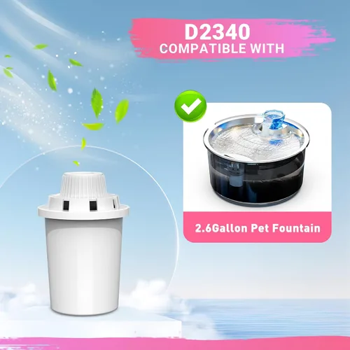 Vista 6 de Filtros de repuesto para fuente PETDOTT para perros, filtro de agua, para fuente de mascotas de acero inoxidable para perros grandes, filtración