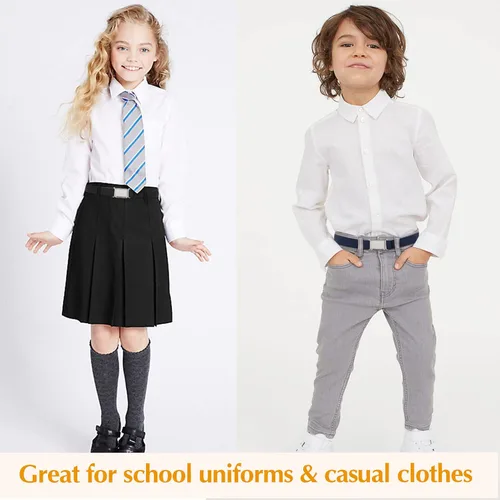 Vista 7 de JASGOOD Cinturón magnético ajustable para niños y niñas, cinturón elástico con hebilla magnética fácil para niñas de regreso a la escuela
