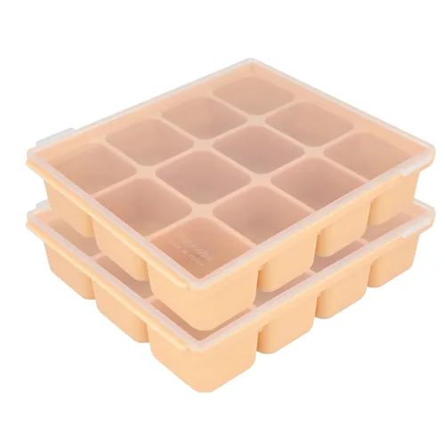 Vista 12 de Bandeja de silicona para congelador, cubos de almacenamiento de comida para bebé con tapa a clip, congelar comida para bebé, sopas, purés, hielo