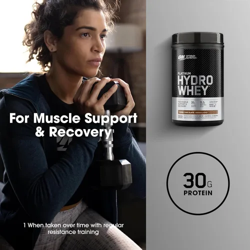 Vista 4 de Optimum Nutrition Platinum Hydrowhey Proteína en polvo, Turbo Chocolate, 2