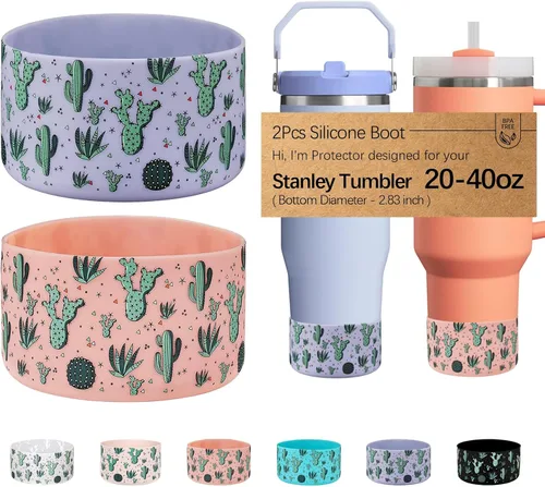 Vista 7 de WK IEASON 2 Piezas Protector de Base Tipo Bota para Vaso Stanley Quencher Adventure 40oz y Stanley IceFlow 20oz 30oz y Compatible con Botella de 3D