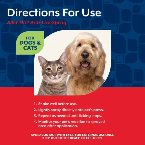 Vista 6 de Spray antilamido de NaturVet Aller-911 para patas de perros y gatos – Incluye aloe vera – Ayuda a calmar las patas con picazón, ofrece apoyo contra