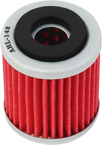Vista 2 de AHL 142 Filtro de aceite 1UY-13440-01 1UY-13440-02 Compatible con Yamaha YFM350R Raptor 350 2005-2013 (rojo)