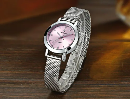 Vista 3 de Relojes de pulsera de lujo de moda casual reloj de pulsera de malla banda de cuarzo relojes para mujeres