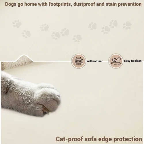 Vista 8 de Funda de chenilla para sofá de mascotas, funda bohemia para sofá modular de 3 cojines, manta lavable con borlas, protector de muebles, apta