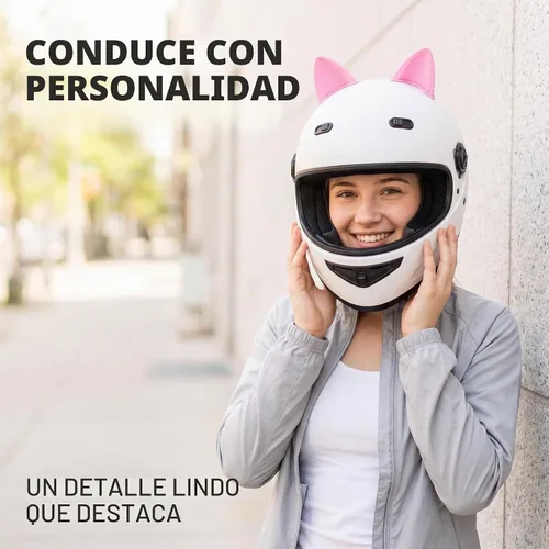 Vista 7 de 2 piezas de decoración de casco rosa, adorno de orejas de gato autoadhesivo para motocicleta, adecuado para cascos de niñas lindas