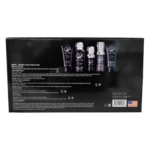 Vista 3 de Beverly Hills Polo Club BHPC - Juego de regalo sexy de 5 piezas para hombre, colonia refrescante con aroma a limón, spray corporal, después