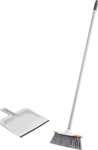 Vista 18 de Superio Escoba gris, escoba resistente para interiores y exteriores con mango de 48 pulgadas, limpieza de suelos multisuperficie para el hogar Gris
