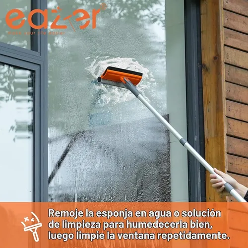Vista 4 de Eazer Herramienta profesional de limpieza de ventanas de 46 pulgadas, escobilla giratoria 2 en 1 para kit de limpieza de ventanas, kit