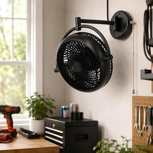 Vista 11 de Wall Mount Fan with Folding Arm 10 Inch Small RV Wall Fan Quiet Oscillating Nogal