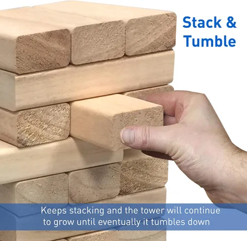 Vista 6 de easyGO grandes bloques de madera Stack & Tumble gigante Stacking & Tumble Tower Juego, Stacks a más de 4 pies de altura.