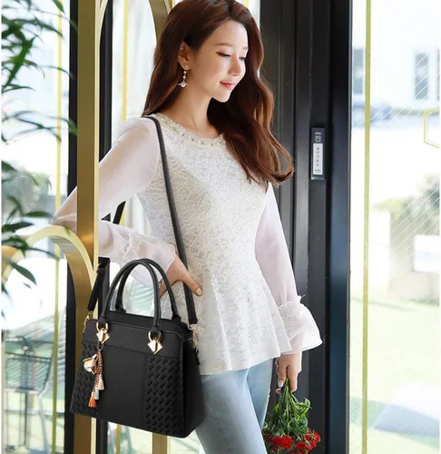 Vista 3 de Bolso de mano con asa superior para mujer, bolso de cuero PU