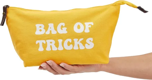 Vista 4 de Glamlily Paquete de 6 pequeñas bolsas de maquillaje de lona para cosméticos para mujeres con cremallera, 3 colores y diseños (8 x 4 x 6 pulgadas)