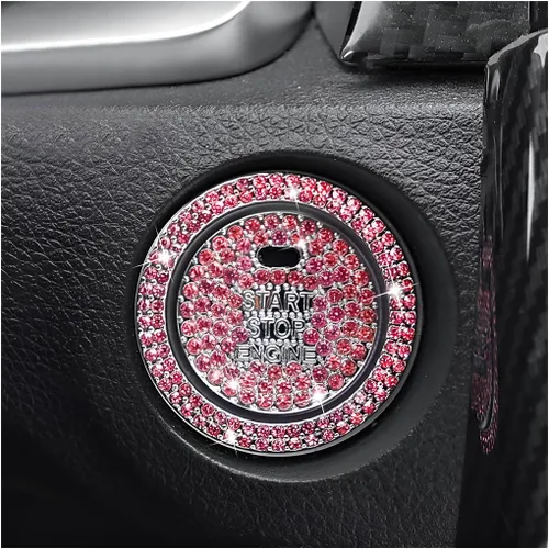 Vista 11 de BELOMI Anillo decorativo para botón de arranque y parada del motor de automóvil, 2 unidades, calcomanías protectoras para botón de arranque