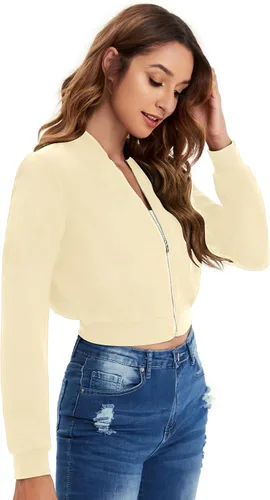 Vista 5 de SweatyRocks Chaqueta tipo bombardero de manga larga con cremallera para mujer
