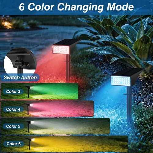 Vista 6 de Focos solares para exteriores con indicador de nivel de batería de 4 LED 2-Blanco fresco