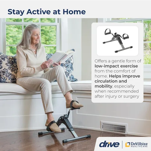 Vista 2 de Drive Medical Pedal para ejercicio plegable de lujo con pantalla electrónica, negro Modelo # RTL10273