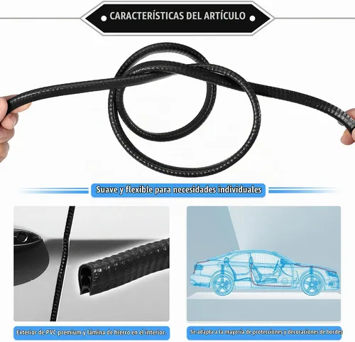 Vista 4 de Protector de Borde de Puerta de Coche, 16.4 pies (5M) Protector de Sello de Borde de Goma en Forma de U Universal para Coche, Camión, ATV, Barco