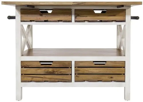 Vista 7 de Yosemite Home Decor Cassidy Farmhouse - Isla de cocina de madera en color blanco