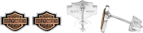 Vista 2 de Harley-Davidson Women's Copper Bar & Shield Cameo Post Earrings HDE0261