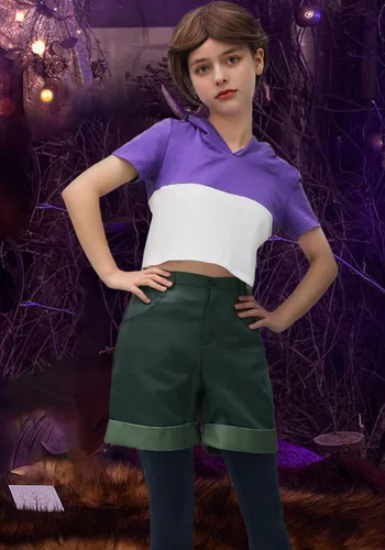 Vista 7 de DAZCOS Disfraz de cosplay con capucha blanca y morado para mujer, talla de EE. UU., con medias para Halloween