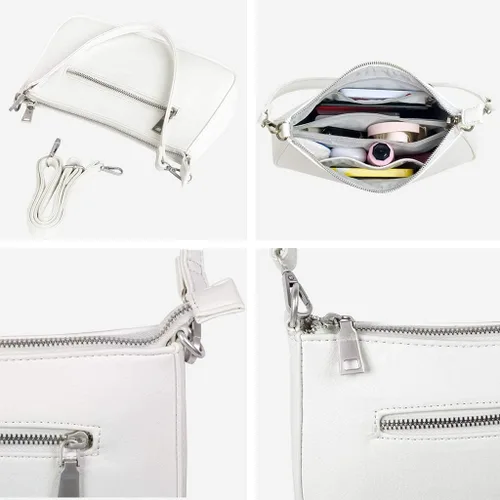 Vista 6 de NIUEIMEE ZHOU Bolso de hombro pequeño con 2 correas extraíbles para mujer