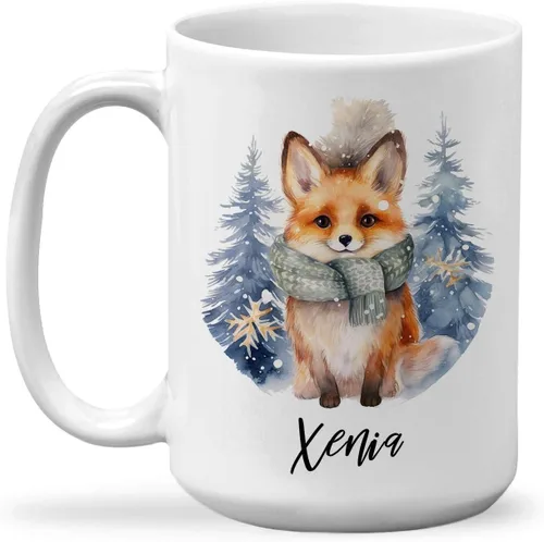 Vista 8 de Taza de regalo de invierno personalizada, taza de café con nombre personalizado con diseño de oso polar, taza de oso polar personalizada, regalo
