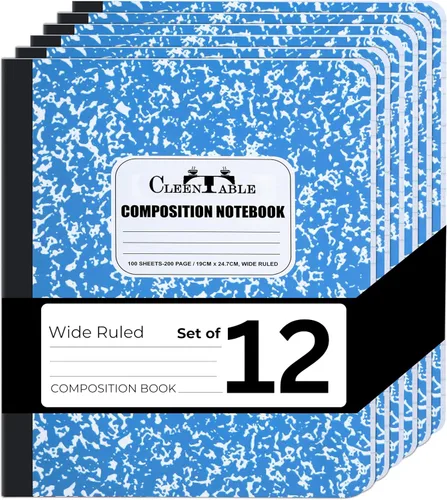 Vista 21 de CLEENTABLE Juego de 5 cuadernos de composición con rayas universitarias para estudiantes, color negro