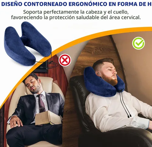 Vista 2 de Rewondah Almohada inflable de viaje para avión dormido, almohada inflable para el cuello para viajar en avión con funda lavable, almohada de viaje