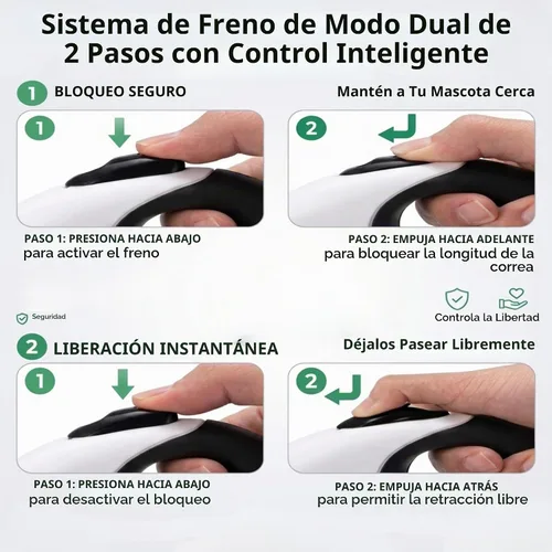 Vista 5 de BoldPet® Correa retráctil para perro con linterna LED, correa larga sin enredos de 10 pies, agarre antideslizante, correa retráctil para perros