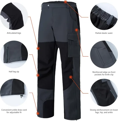 Vista 4 de BASSDASH Pantalones de caza con aislamiento de empalme, resistentes al agua, camuflados, tácticos, reforzados, resistentes al viento