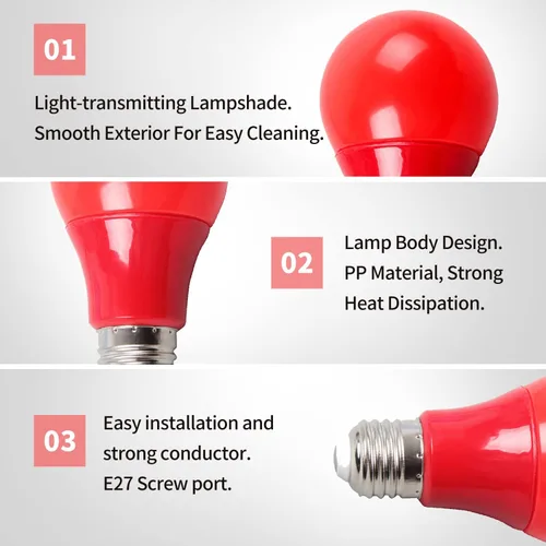Vista 4 de eTone Lámpara de luz segura para sala oscura E27 LED tornillo boca pared luz de escritorio de 360 grados con interruptor