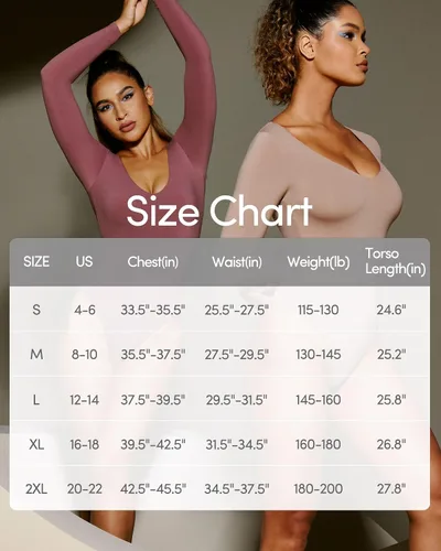 Vista 5 de IUGA Body de manga larga para mujer, con control de abdomen, cuello en V, trajes para mujer