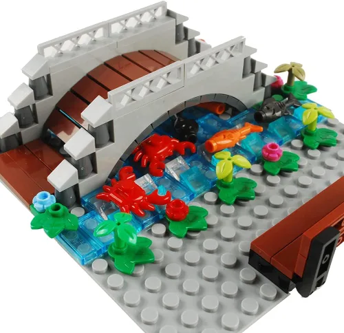 Vista 5 de BAENRCY Arch Bridge - Bloques de construcción para estanque, accesorios de fuente, juego de calles, kit de ladrillos de construcción, juego de Grande