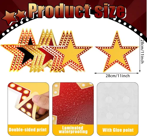 Vista 2 de Geosar - Recortes de cartón con diseño de estrella de película, decoración