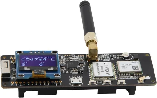 Vista 2 de LILYGO T-Beam LORA32 915MHz ESP32 WiFi BLE CH9102F chip TTGO placa de desarrollo soldado módulo OLED