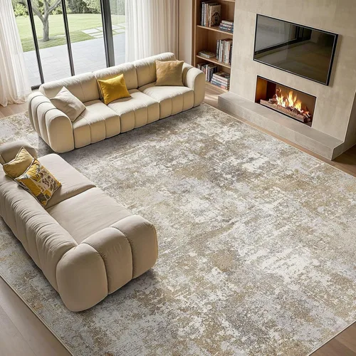 Vista 23 de Tortania Alfombra redonda lavable de 5 pies para sala de estar: Alfombra moderna abstracta neutra grande suave y delgada – Alfombra antideslizante