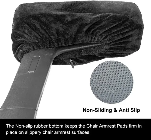 Vista 5 de baibu Almohadillas ergonómicas de espuma viscoelástica para silla de oficina, cómodas almohadillas negras para reposabrazos de juegos para codos