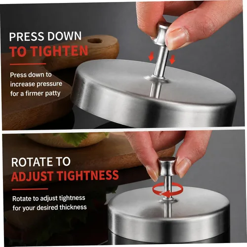 Vista 5 de Burger Press Patty Maker, 304 Stainless Steel Adjustable Hamburger Patty Press, Non Stick for Kitchen, Silver 2.76 Inch
