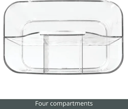 Vista 5 de mDesign Organizador portátil de plástico para manualidades, cesta dividida con asa para manualidades, costura, suministros de arte, capacidad