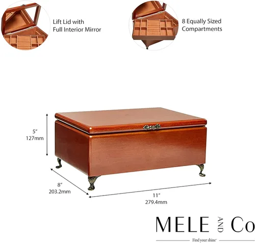 Vista 3 de Mele & Co. Kinsley - Joyero de madera, anillo, collar y organizador de pendientes (acabado de nogal)