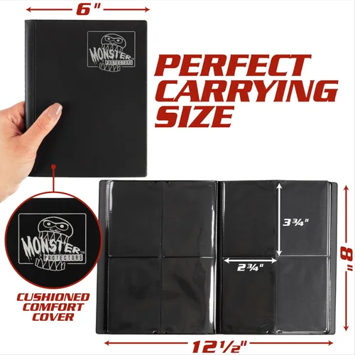 Vista 3 de Monster - Carpeta para tarjetas coleccionables de 4 bolsillos, álbum Holofoil negro, protección TCG antirrobo y anticaídas con bolsillos laterales