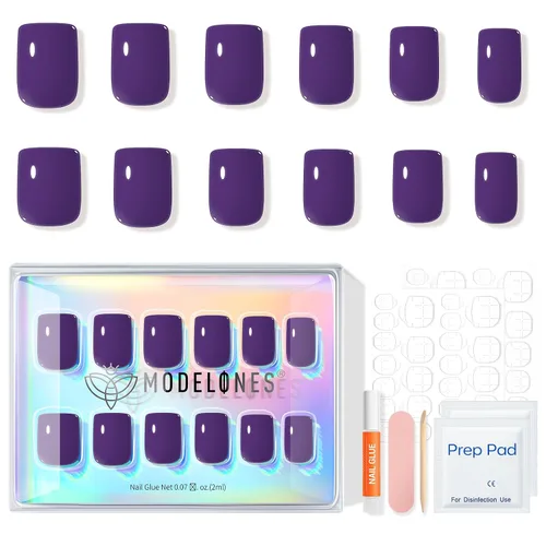 Vista 48 de Modelones Uñas postizas cuadradas cortas, color blanco y rosa, 32