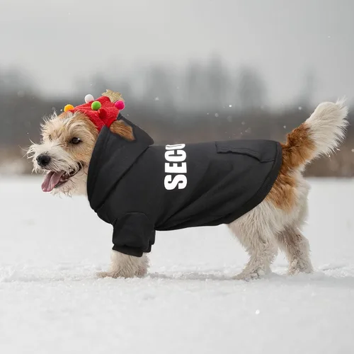 Vista 6 de Suéteres para perros pequeños, suéter de seguridad suave de forro polar cepillado, ropa para mascotas, sudadera con capucha para perro con bolsillo