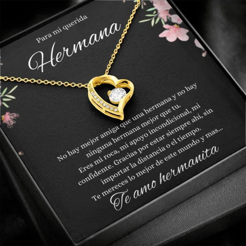 Vista 4 de Regalos para hermanas en español Collar De Corazon Para mi Querida Hermana Regalos De Cumpleaños Para Hermana Aniversario Regalo de Amor Para