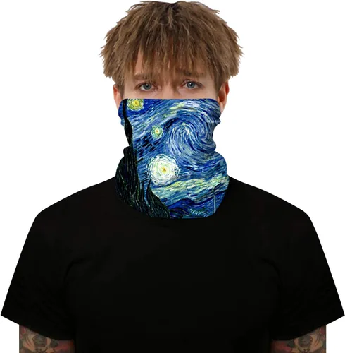 Vista 4 de GLUDEAR Bandanas sin costuras para el cuello, bufanda, diadema, bufanda, calentador de cuello al aire libre, Estilo 1-van Gogh