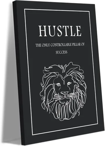 Vista 46 de Inspirational Hustle Wall Art - Lion Head withEncouraging Quotes Canvas Print Motivational Wall Decor, Black and White Office Picturtes Success