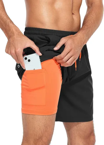 Vista 2 de Century Star Mens Swimming Trunks with Compression Liner Swim Trunks Men Quick Dry Board Shorts Bathing Suit with Pockets