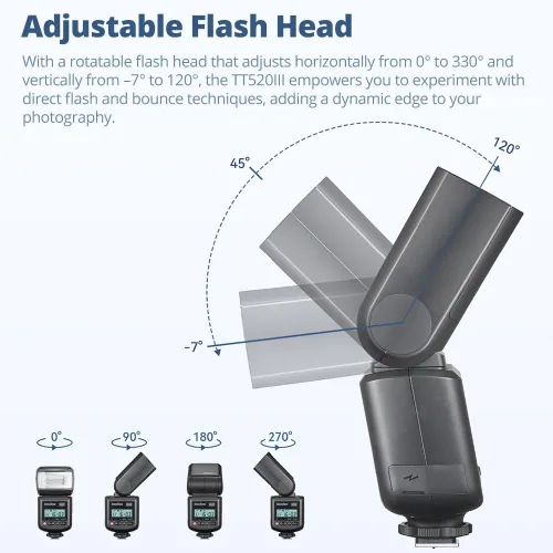 Vista 6 de GODOX TT520 III Flash de cámara Speedlite, receptor integrado y transmisor RT, modos S1/S2, 8 niveles de potencia, compatible con cámaras Canon